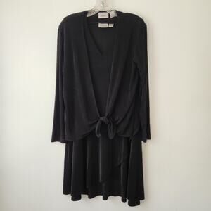 Chico's Travelers 3 Piece Skirt Top Cardigan Set 1 Black Slinky Knit Minimalist